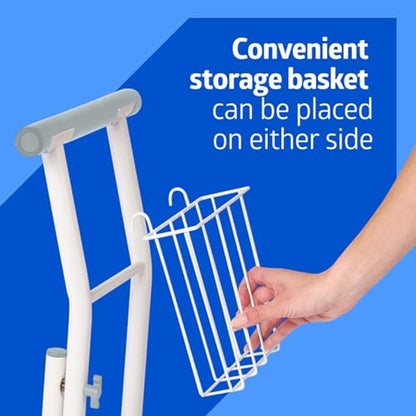 Medline Free-Standing Toilet Safety Rail for Bathroom, Toilet Seat Riser for Seniors, 26.5"-Wide Rail Base, Supports up to 300 lbs