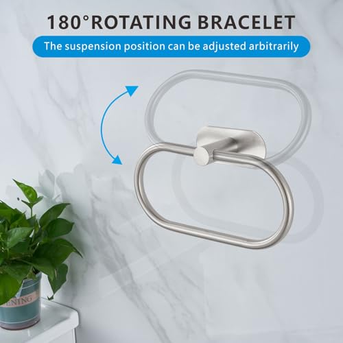 Towel Bar/Bath Towel Ring, Self Adhesive Hand Towel Ring for Bathroom, Stainless Steel Sticky Hand Towel Holder, No Drilling Modern Round Towel Hanger Wall Mounted (Brushed Nickel) - color: Brushed Nickel