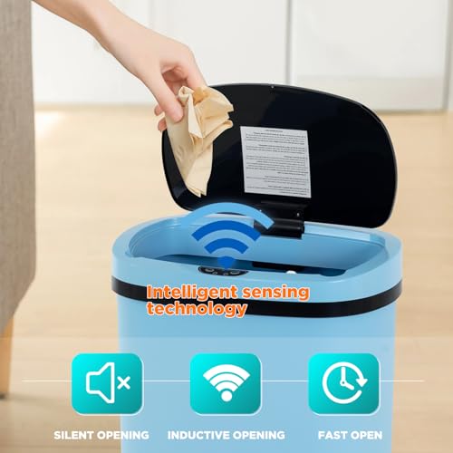 PayLessHere | 13 Gallon Plastic Trash Can | Blue | Automatic Touchless Lid with Motion Sensor | Kitchen Garbage Can with Waterproof Design | for Home, Office, Bathroom | Pack of 1 - color: Blue