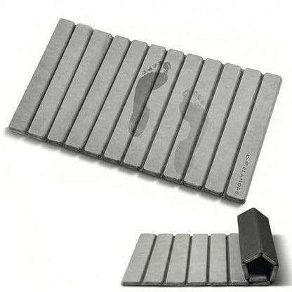 ELAMORE Foldable Stone Bath Mat – Diatomaceous Earth Bath Mat, Super Absorbent Quick Dry Shower Mat, Non Slip Bathroom Floor Mat, 32 x 20 Inches Gray - size: 32" x 20" (Rectangular)