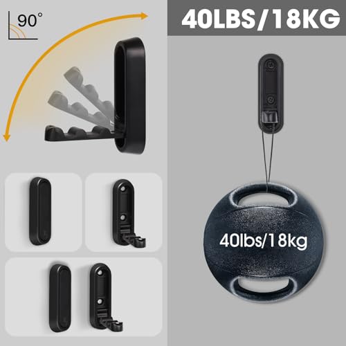 Dntorx Folding Wall Hooks, 2 Pcs Foldable Black Coat Hooks Heavy Duty Foldable Hook Bathroom Towel Hooks Robe Hooks Wall Mounted for Hanging Coat Towels Clothes Hat Bags Keys | 90° Foldable Design, Wall Mounted, Holds Up To 40 Lbs, Screws And Anchors Incl