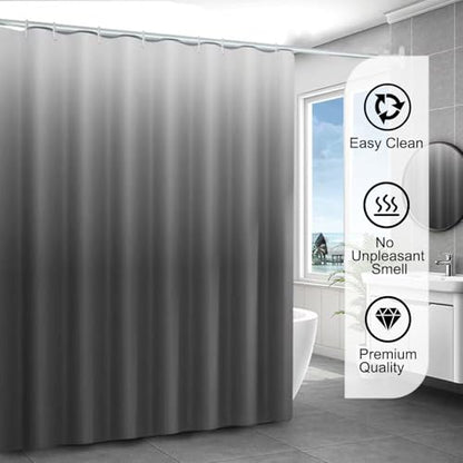 TIKABC Shower Curtain Liner, 4G PEVA Shower Liner, Plastic Waterproof Shower Curtains, with Grommet Holes and 3 Magnetic Weights(Gradient Grey) - color: Gradient Grey