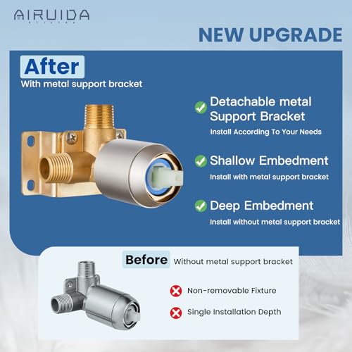 Airuida Shower Faucet Set,4 Inch Shower Valve Kit,Brushed Nickel | Male Threads,Rough-in Valve Shower Trim Kit,Single Handle Control Shower Set - color: Brushed Nickel, size: 4 Inch