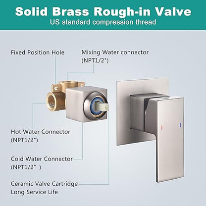 Waterfall Wall Mount Faucet Bathroom Bathtub Tub Faucet Single Handle Tub Filler Bathroom Sink Faucets Rough-in Valve Included - color: Brushed Nickel