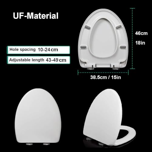 "Quick Release Toilet Seat V with Cover - Easy Clean Oval Toilet Seat with Adjustable Hinges & Soft Close Lid - Ideal for UF Toilets, Model 01c" - size: 01d