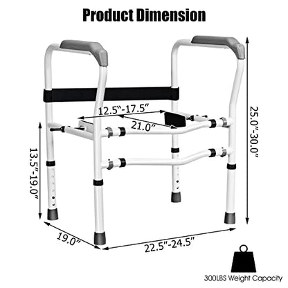 Toilet Safety Rail - Adjustable Free Standing Toilet Armrest with 360° Rotatable Clip, Supports Up to 300 LBS, Ideal for Elderly & Disabled for Enhanced Stability and Safety.