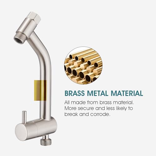 PDPBath Brass Shower Arm Diverter with Adhesive Handheld Holder for Easy Reach, Upgrade Low 3-Way Diverter with Pause Setting, G1/2 Universal Connection - Brushed Nickel - color: Brushed Nickel-3