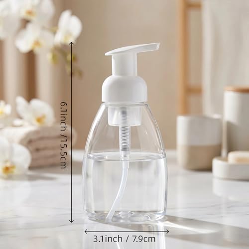 Bekith 12 Pack Foaming Soap Dispenser Pump Bottles, 8oz (250ml) Foaming Hand Soap Dispenser, Refillable Liquid Soap Foaming Dispenser, Empty Plastic Bottles for Kitchen, Bathroom, Commercial, Clear