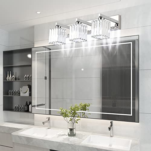 Aipsun Vanity Light Fixtures Crystal Bathroom Lighting Fixtures Chrome Vanity Light for Bathroom (Exclude Bulb) - color: Chrome, size: 23 inch