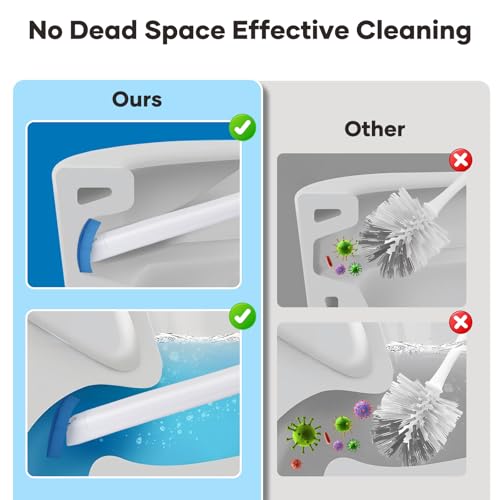 2 Pack Disposable Toilet Brush and Holder Set, Wall Mounted Toilte Wand Kit | Disposable Bowl Ceaner Wand and Caddy with 96 Refills for Closestool Cleaning