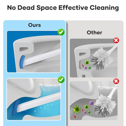 2 Pack Disposable Toilet Brush and Holder Set, Wall Mounted Toilte Wand Kit | Disposable Bowl Ceaner Wand and Caddy with 96 Refills for Closestool Cleaning