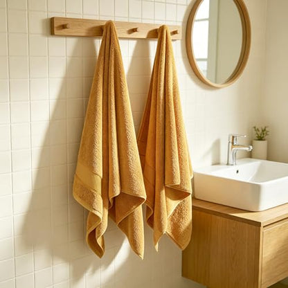 COZYART Bath Towel Set 6 PCS, Luxury Gold 100% Turkish Cotton 650GSM Soft | Absorbent Quick Dry, OEKO‑Tex 100 Cert. Zero Twist Ring Spun Cotton, Plush Fluffy, Breathable Hotel Quality Bathroom Towels - color: Mustard Gold