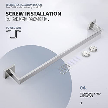 KOKOSIRI 24-Inch Single Towel Bar, Bathroom Kitchen Towel Holder, Wall Mounted SUS304 Stainless Steel Towel Rack, Polished Chrome, B4003CH-L24 - color: Polished Chrome, size: 24-Inch