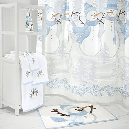 Avanti Linens - Shower Set, Fabric Shower Curtain with Matching 12pc Hooks, Holiday Bathroom Decor (Frosty Friends Collection) - size: 72"W x 72"L (Pack of 1)