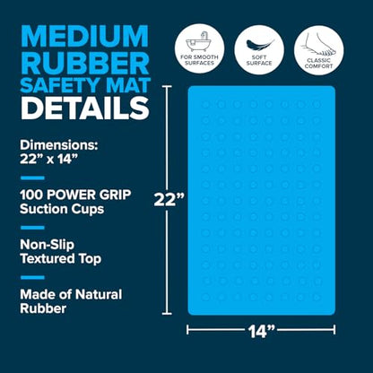 SlipX Solutions Anti Mold Rubber Non Slip Bathtub Mat, 14x22, White | Mildew Resistant, Small Size For Tub & Shower, Soft Grippy Top, 100 Suction Cups, Machine Washable, Natural Rubber - color: White, size: 22" x 14" (Rectangular)