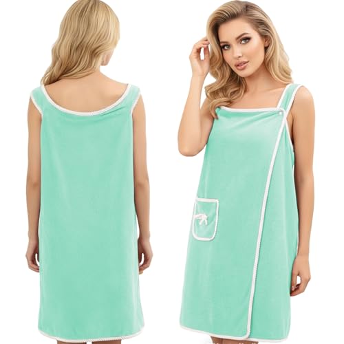 Unisex Bath Towel, Wearable After Bath Towel Set, Wearable Quick Dry Shower Gym Towel(53" x 31", Green) - color: Green, size: S(135X80CM)