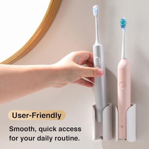 Electric Toothbrush Holder for Bathroom, Wall-Mounted Toothbrush Stand with Self-Adhesive, Compact Bathroom Caddy for Electric Toothbrushes (White-4pcs) - color: White-4pcs