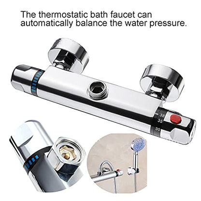 Garosa Thermostatic Faucet Wall Mounted Thermostatic Shower Valve Constant Temperature Hot Cold Water Mixer Valve for Bathroom RV Clawfoot Tub(Nozzle up)