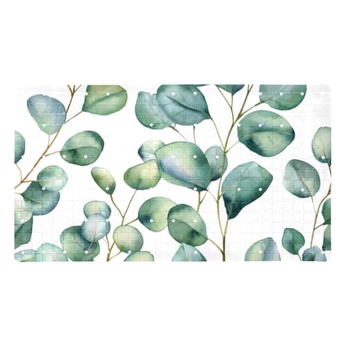 Watercolor Seamless Green Leaves Pattern Bath Tub and Shower Mats, Non Slip Bathmat with Drain Holes and Suction Cups for Bathroom Floor, 15.1 x 26.8 Inch - color: Multi 04