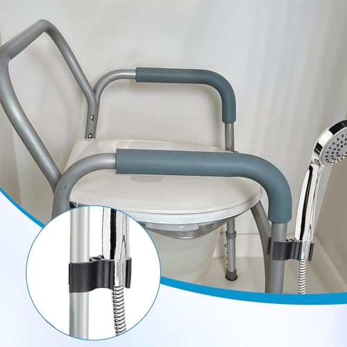 2 PCS Shower Head Holder for Shower Chair, Universal Bath Seat Shower Bracket Attachment for Transfer Bench, Tub Stool, Elderly Disabled Users, Universal Fit - color: Black