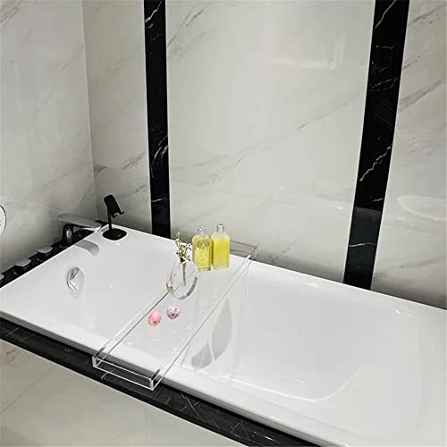 Wangunan 33 inch Luxury Bathtub Table - Shelf Organizer for Bathtub & Shower Storage (Clear) - color: Clear