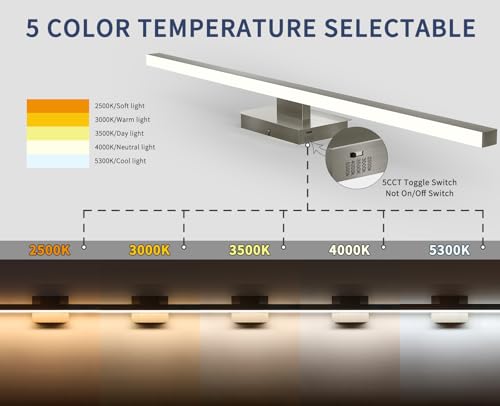 Joossnwell Brushed Nickel Bathroom Vanity Light Fixture Over Mirror | Dimmable 5CCT Modern Bathroom Light Fixtures 39.37 Inch LED Vanity Lighting Bath Light ETL Certificated - color: Brushed Nickel, size: 39.37 Inch Long