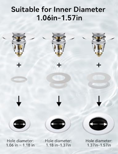 Bullet Core Bathroom Sink Stopper, 1 Pack Universal Pop-Up Drain Plug Fits 1.1–1.5 Inch US Standard Sinks