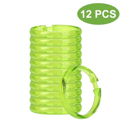 Green Shower Curtain Hooks - 12 Pcs Circular Plastic Shower Curtain Rings for Bathroom - O Shaped Transparent Green Shower Hooks Rings for Shower Curtain Rod - color: Transparent Green