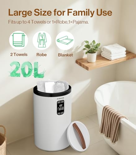 Towel Warmer, 20L Hot Towel Warmers for Bathroom with 24H Timer, Temperature Adjustable, LED Display, Auto Shut Off, Even Heated for Oversized Towels, Bathrobes, Valentine Gifts