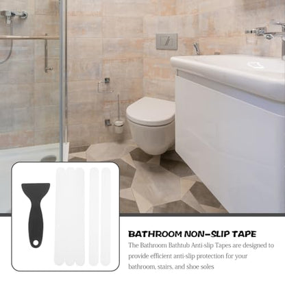 MAGICLULU 1set Self-Adhesive Strips for Bathtubs and Stairs Peva Non-Skid Tape Scraper and Easy to Install for Bathroom and Shower Safety