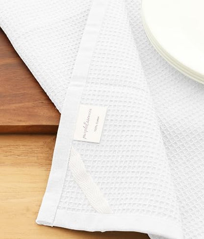 Waffle Weave Kitchen Towel, 100% Cotton - 15x25 Inches with Hanging Loop, Ultra Soft Absorbent Quick Drying Dish Cloth, Tea and Hand Towels, 4 Pack - Spring Easter Summer - White - color: White, size: 15 x 25 - 4 Pack
