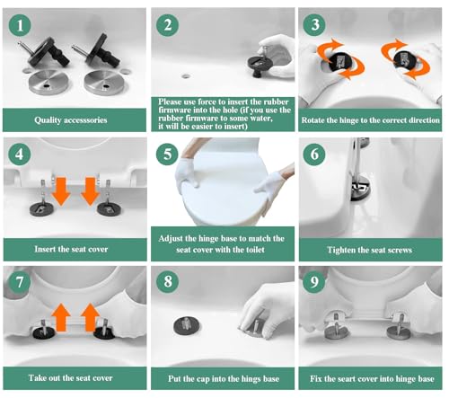 Toilet Seat Square Quick-Release Feature For Easy-Clean Adjustable Hinges 34 5X43Cm - size: 37*47cm