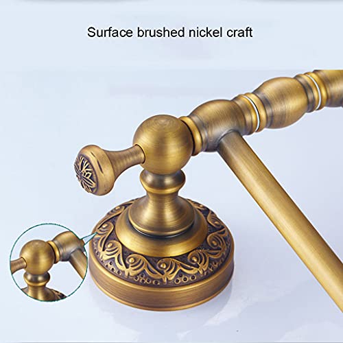 ZHOUXIAO All Brass Swing Out Towel Bar Holder Wall-Mounted/Gold Bathroom Swivel Towel Rack Hanger Organizer for Bathroom, Vintage Brushed Nickel Towel Bar Folding Arm Swivel 4 Bars