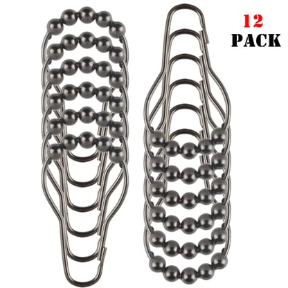 Shower Curtain Hooks Rings, Rustproof Metal Shower Curtain Rings for Bathroom Shower Rods Curtains - Set of 12, Black Nickel - color: Black Nickel