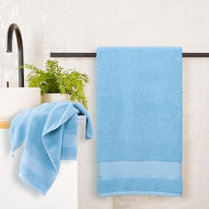 COZYART Bath Towel Set 6 PCS, Sky Blue 100% Turkish Cotton 650GSM Soft | Absorbent Quick Dry, OEKO‑Tex 100 Cert. Zero Twist Ring Spun Cotton, Plush Fluffy, Breathable Hotel Quality Bathroom Towels - color: Light Blue