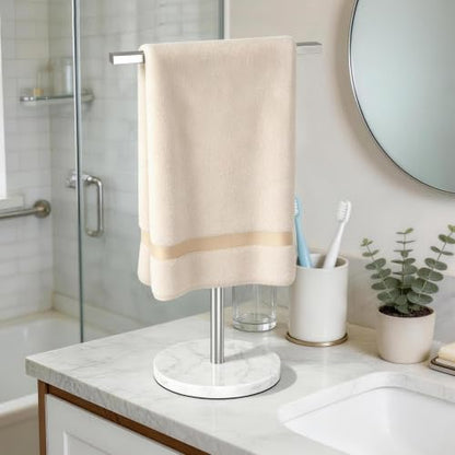 STWWO Hand Towel Stand, 11~18.8IN Adjustable Marble Base Brushed Nickel | for Bathroom, Kitchen & Countertop, T-Shape, Stainless Steel, with Sturdy Base - color: Brushed Nick(marble)