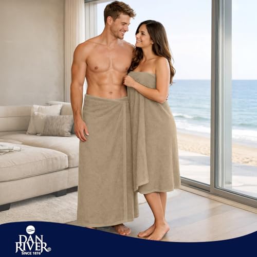 DAN RIVER Pack of 1 Oversized Bath Sheet, 40 x 80 Inches, Tan | 100% Cotton Jumbo Bath Towel with Extra Large Coverage, Lightweight Feel, Super Soft & Quick Dry - color: Tan, size: 40x80" Oversized Bath Sheet