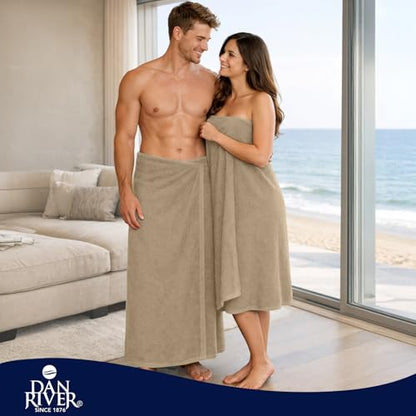 DAN RIVER Pack of 1 Oversized Bath Sheet, 40 x 80 Inches, Tan | 100% Cotton Jumbo Bath Towel with Extra Large Coverage, Lightweight Feel, Super Soft & Quick Dry - color: Tan, size: 40x80" Oversized Bath Sheet