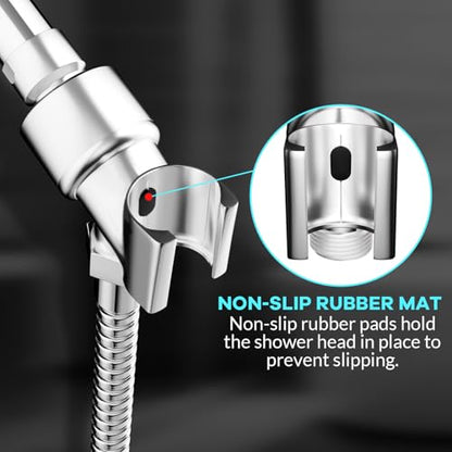 Shower Head Holder for Hand Held Showerheads, Adjustable Shower Arm Mount with Swivel Ball Joint, Premium ABS Bracket, Connect Shower Arm and Shower Hose (Chrome) - color: ABS with Metal Ball - Chrome