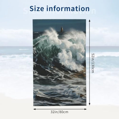 The Sea Waves Bath Towel Super Absorbent Beach Towels Microfiber Bathroom Towel 32 x 52 Inch - color: The Sea Waves