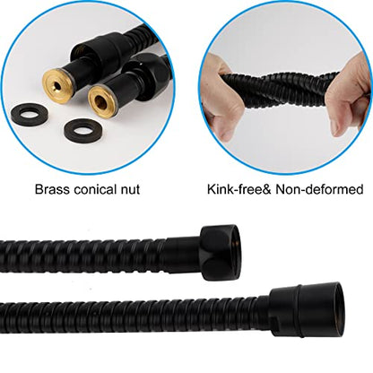Hibbent All Metal Shower Hose, 59 Inch Stainless Steel Extra Long Shower Hose Replacement, Anti-Twist Flexible Bathroom Handheld Shower Head Hose Extension with Brass Insert & Nut, Oil Rubbed Bronze - color: Oil Rubbed Bronze, size: 59 Inch