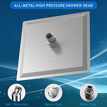 Voolan Rain Shower head, High Pressure Shower Head Made of 304 Stainless Steel, Relaxed Shower Experience Even at Low Water Flow and Pressure (8" Brushed Nickel) - color: Brushed Nickel, size: 8 Inch