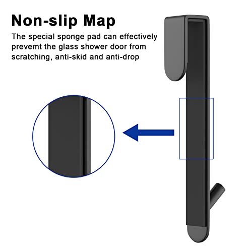 Shower Door Hook, Extended Length Frameless Shower Door Hook (7 Inches), Heavy-Duty Bathrobe Towel Stainless Steel Hook, No Drilling or Adhesive Required, 2-Pack,Black - color: Black-XG