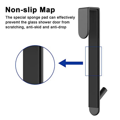 Shower Door Hook, Extended Length Frameless Shower Door Hook (7 Inches), Heavy-Duty Bathrobe Towel Stainless Steel Hook, No Drilling or Adhesive Required, 2-Pack,Black - color: Black-XG