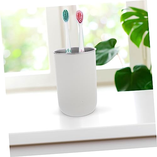 Zerodeko Daily Use Multi-Functional Toothbrush Storage Cup Stainless Steel Rinse Cup for Boys and Girls Travel-Friendly Design Space-Saving Stackable Bathroom Essential