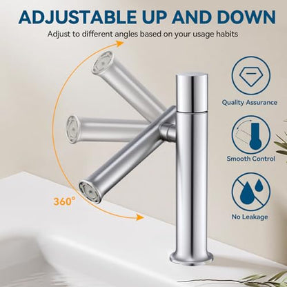 360° Rotatable Bathroom Sink Faucet, Bathroom Faucets 1 Hole 2 Water Outlet Modes, Single Handle Bathroom Faucets with Hot and Cold Hoses - color: Nickel