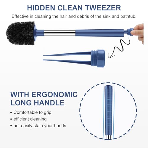 SetSail Toilet Brush and Holder, Self Closing Lid Toilet Bowl Brushes Holder and Extra Long Handle Ventilated Toilet Brush Set for Bathroom Cleaning, Nylon Bristles, Dark & Blue - color: Dark Blue, size: 1 pack