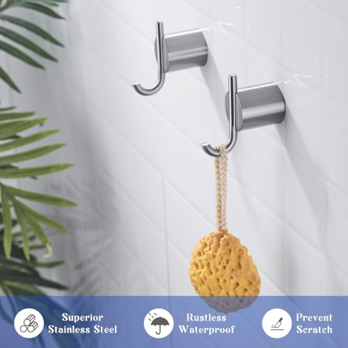 Hooks for Shower, Removable Towel Hooks for Bathroom Wall, Towel Hooks Bathroom Coat Robe Wall Hook Heavy Duty Hanger Towel Robe Clothes,SW-96068-8BN-2. - color: Double Hook-Brushed Nickel