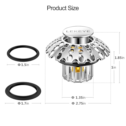 LEKEYE Tub Stopper | Shower Drain Hair Catcher | Bathroom Bathtub Plug | Pop Up Bathtub Drain Stopper for 1-1/2" to 1-3/4" Bath Drain Hole - style: 2070