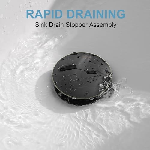 15/8" Bathroom Faucet Vessel Vanity Sink Pop Up Drain Assembly Stopper Plug | Without Overflow Fits Bathroom Standard Sink Hole 1-1/2" to 1-3/4" Oil Rubbed Bronze Push & Seal by Homevacious - color: Oil Rubbed Bronze, style: Without Overflow